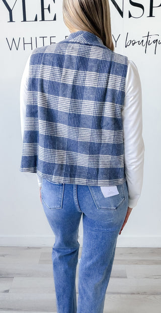 Mary Plaid Open Front Vest