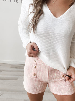 Eloise V-Neck Pintuck Stripe Sweater