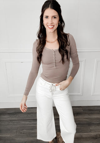Adelyn Fine Ribbed Henley Top