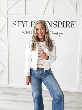 Rylee Risen Distressed Crop Jean Jacket W/Hood