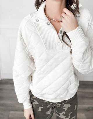 Anya Quilted 1/4 Snap Pullover