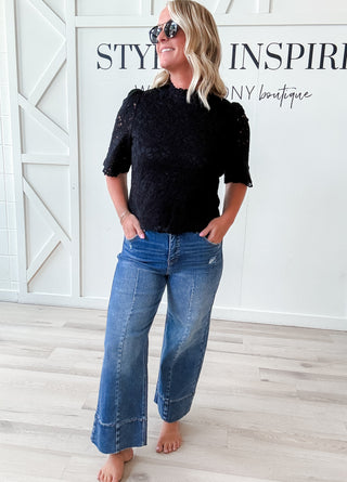 Michelle Lace Mock Neck Top