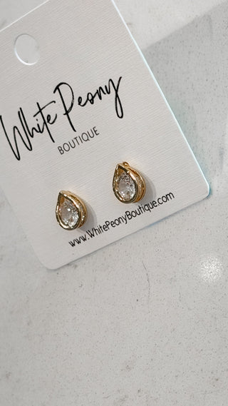 CZ Teardrop Stud Earrings