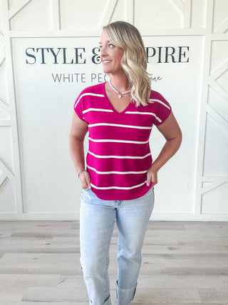 Macy V-Neck Short Sleeve Sweater