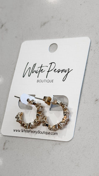 Baguette Crystal Hoops. *Final Sale*
