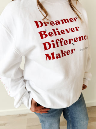Dreamer Believer Difference Maker Graphic Sweatshirt