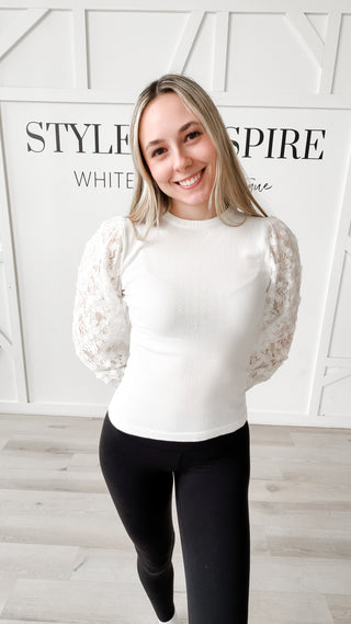 Paula Lace Sleeve Sweater