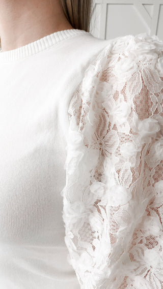 Paula Lace Sleeve Sweater