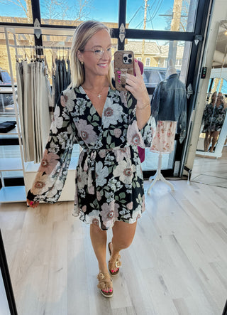 Mia Floral Wrap Mini Dress