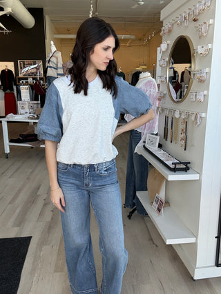 Sandra Denim Puff Sleeve Top