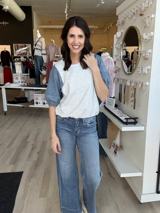 Sandra Denim Puff Sleeve Top