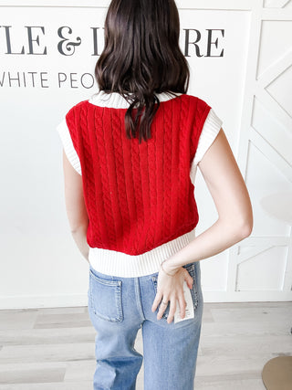 Kelly V-Neck Cable Knit Vest