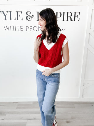 Kelly V-Neck Cable Knit Vest