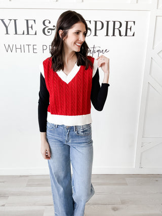 Kelly V-Neck Cable Knit Vest