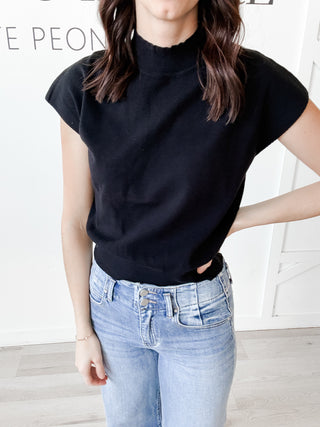 Evelyn Mock Neck Cap Sleeve Top