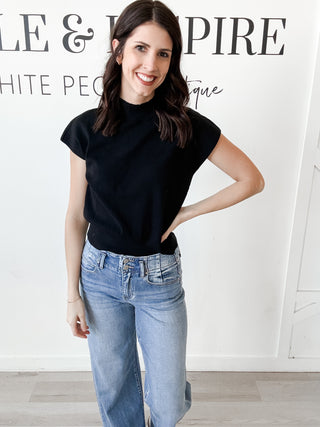 Evelyn Mock Neck Cap Sleeve Top