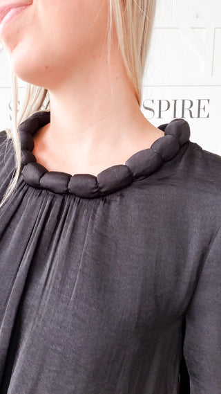 Sophia Neckline Accent Billow Blouse