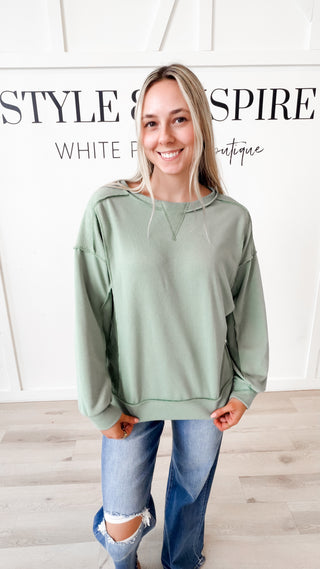 Ronnie Solid Knit Exposed Seam Pullover