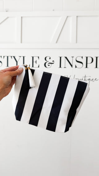 Stripe Cosmetic Clutch. *Final Sale*