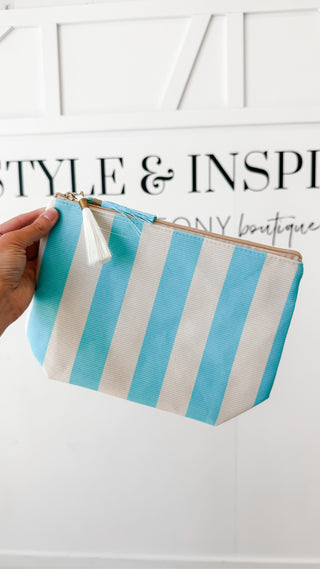 Stripe Cosmetic Clutch. *Final Sale*