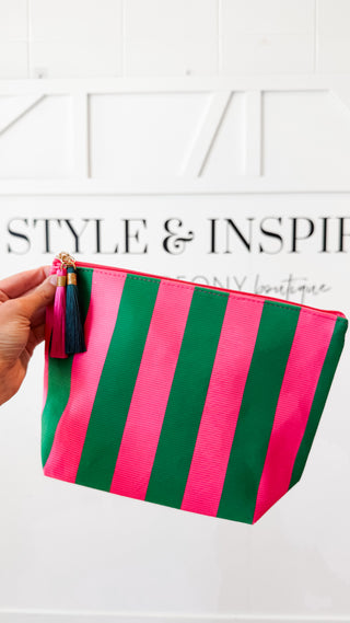 Stripe Cosmetic Clutch. *Final Sale*