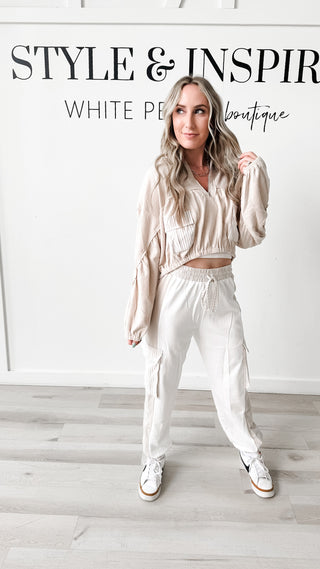 Jessie Stripe Pocket  Cotton Terry Pants