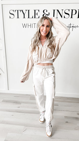 Jessie Stripe Pocket  Cotton Terry Pants