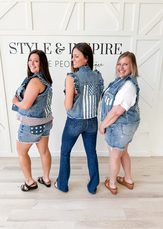 American Flag Ruffle Vest