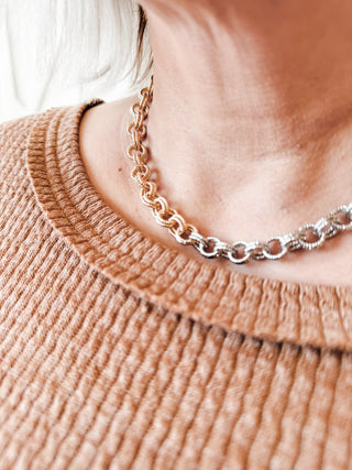 Textured Double Link Necklace