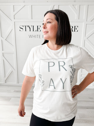 Square Pray Floral Graphic Tee