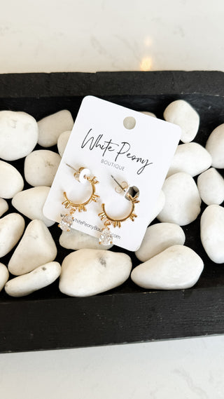 Pear CZ Charm Open Hoop Earrings. *Final Sale*