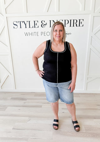 Aggie Contrast Line Stitch Sweater Tank