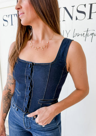 Mazie Square Neck Corset Vest