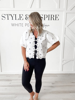 Aurora Front Tie Embroidered Top *FINAL SALE*