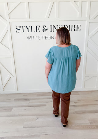 Bailee Ladder Lace Flutter Sleeve Top