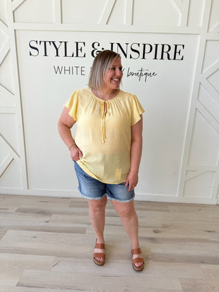 Bailee Ladder Lace Flutter Sleeve Top