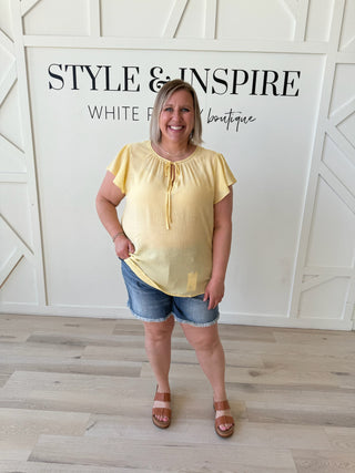 Bailee Ladder Lace Flutter Sleeve Top
