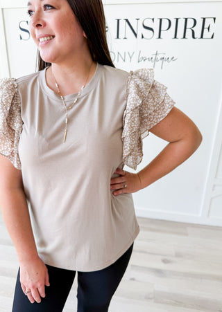Kara Leopard Ruffle Sleeve Top