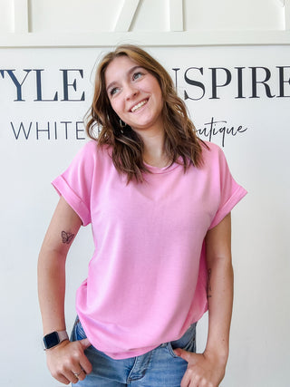 Alia Solid French Terry Top