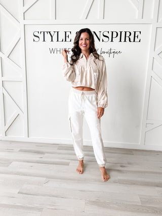 Jessie Stripe Pocket  Cotton Terry Pants