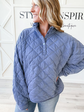 Rachael 1/4 Snap Quilted Pullover