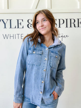 Sonya Hooded  Button Down Shacket