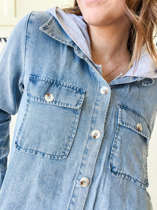Sonya Hooded  Button Down Shacket