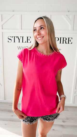 Fiona Contrast Stitched Top *Final Sale*