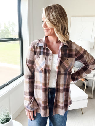 Nina Plaid Button Up Top