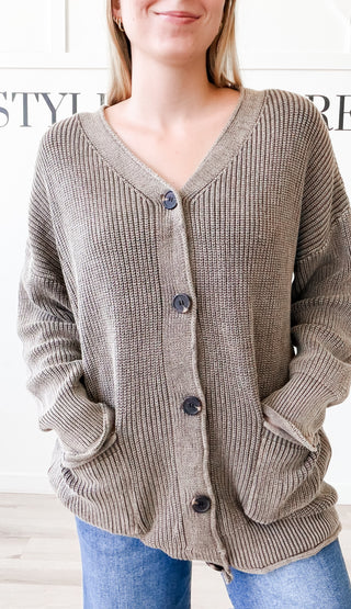 Tilly Washed Rib Button Cardigan