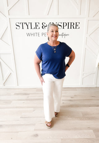 Colby Cotton Slub Rolled Sleeve Top