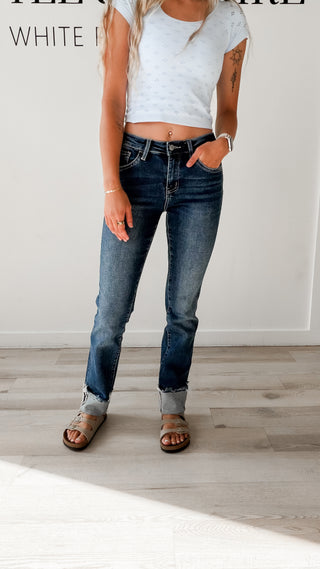 Vervet Mid Rise Cuffed Slim Straight Jeans *Final Sale*