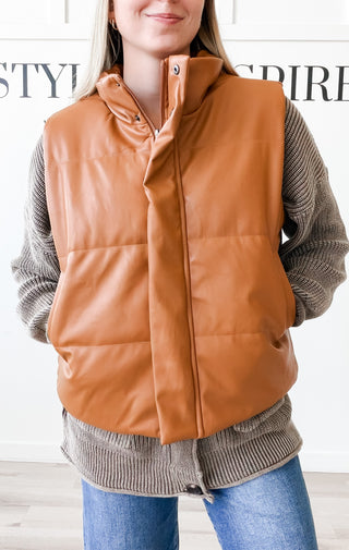 Trudy Quilted Faux Leather Vest