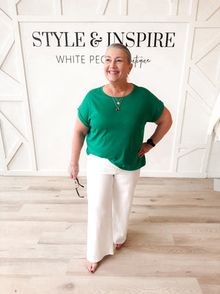 Colby Cotton Slub Rolled Sleeve Top